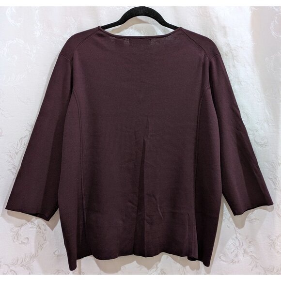 Plum Princess Seam Scoop Neck Sweater 1X Silky Fine Knit Long Sleeve Comfy Cozy - Picture 2 of 4